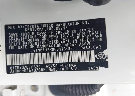 4T1BF1FK8GU146182